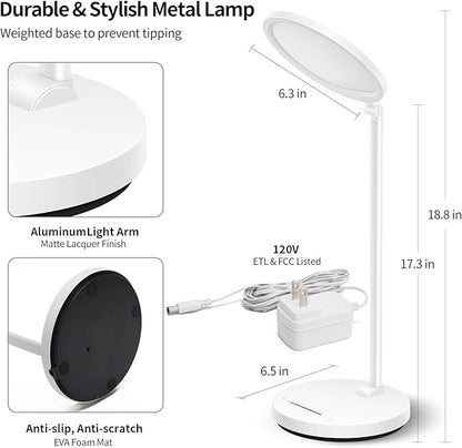 LED Desk Lamp With Swing Arm and Flexible Neck - 3CCT Table Lamp for Home, Office, College Dorm - Tall Lamp With Shade for Children Reading, Study - Eye-Care Touch Control