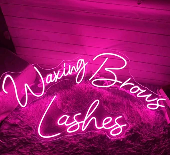 Lashes+Brows+Waxing/SET LED Neon Sign Custom Lashes Room Beauty Salon Handmade Neon Light Wall Lash Decor Nail Studio Bar Decoration 3pcs Size:14inches