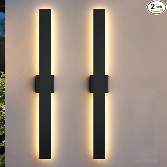 2 Pack 57.4 inch Modern LED Outdoor Wall Light, 3000K 4000K 5000K 10%-100% Dimmable Lights for Outside, IP65 Waterproof Exterior Long Wall Lights for House, Porch, Garage, Patio, Yard, Entrance Black