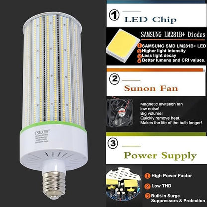 1000W Equivalent LED Corn Bulb, 300W E39 Mogul Base,42,000 Lumen Replacement Metal Halide/HID/HPS,5000K Daylight for Garage Warehouse Parking Light