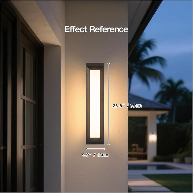 Outdoor Wall Lights Exterior, 26" Large Wall Sconce for House, 3000K LED Outside Front Door Light Fixture Wall Mount, Modern Porch Lights Waterproof Garage Lamp Patio Lighting Entryway Lantern