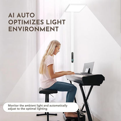 120W Led Floor Lamp, 10500LM Full Spectrum Eye Care Standing Lamp, 77" Motion Sensor Floor Lamps, Bright Reading Floor Lamp for Living Room, Study Room, Bedroom, Office, 4000K Natural Daylight
