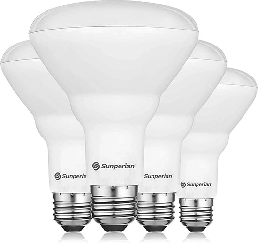 SUNPERIAN BR30 LED Bulb, 8.5W=65W, 4000K Cool White, 800 Lumens, Dimmable Flood Light Bulbs for Recessed Cans, Enclosed Fixture Rated, Damp Rated, UL Listed, E26 Standard Base (4 Pack)
