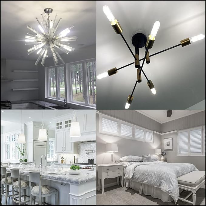 T10 LED Bulb 4W Equal E26 LED Bulb 40 Watt dimmable Neutral White 4000K E26 Edison Bulb AC120V 400lm Tubular Light Bulb T9 for Rustic Pendant,Island,Chandeliers,Wall sconces Pack of 4