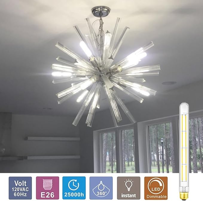 XININSUN T300 Led Bulb, 11.8 Inch Long Tubular Led Light Bulbs, 100Watt Equivalent, 1000lm, Dimmable, Clear Glass, E26 10W T10 LED Edison Tube Lamp Bulb,4 Pack. (10W=100W 4000K)