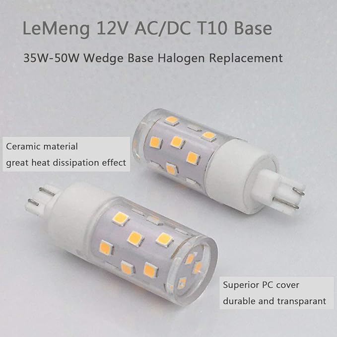 50watt T10 Wedge Base 921 LED Light Bulb 5W 500lm,2700K Warm White,12VAC/DC for Outdoor Landscape Path,Automotive RV Camper Trailer Motorhome 5th Wheel Marine Boat Dome Fixture Lighting-6 Pack