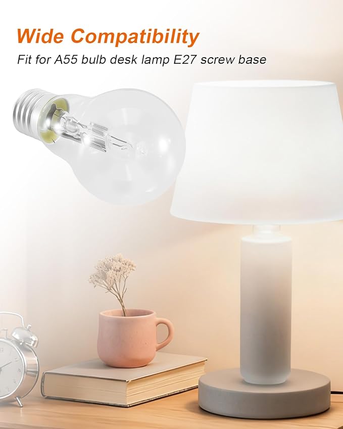 A55 E27 Halogen Bulb 10 Pack 220V 2700K 96 * 55mm 100W Clear Glass Lamps Fit for Use in Home or Shops and Offices