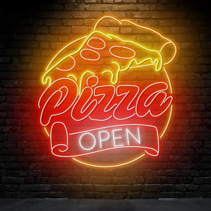 Open Pizza Neon Sign, 23inches Pizza Open Led Neon Light, Food Store Wall Art, Pizza Restaurant Wall Decor