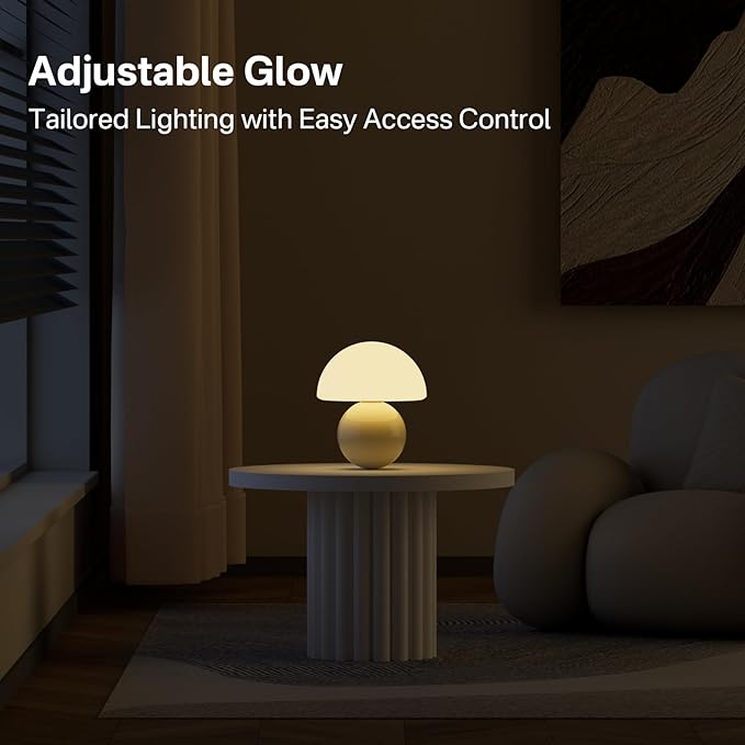 Mushroom Lamp Table Lamp for Bedroom,Desk Bedside Small Lamps for Living Room Night Stands,Mushroom Decor Cute Mini Modern Mid Century Lamps,Unique Aesthetic Home Living Room Decor(Cream)