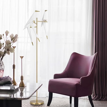 Modern Gold Floor Lamp Creative Crane Bird Standing Floor Lamp Tall Unique Lamps Metal Standing Light 3 Vivid Birds Shade Art Deco Floor Lamps for Living Room Bedroom - Warm Light