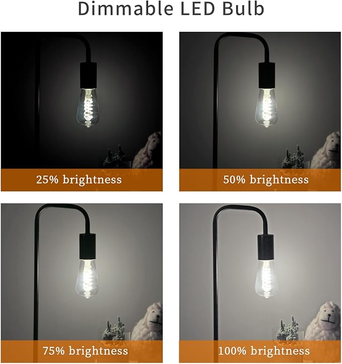 4 PCS ST58 (ST19) LED Edison Bulbs, Dimmable Vintage Antique LED Filament Light Bulbs, 6W Equivalent 60 Watt, Daylight 5000K, 600 Lumens, E26 Base, Clear Plastic