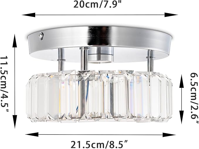 CLAIRDAI Flush Mount Ceiling Light Fixture LED Mini Chandeliers with Crystals Hallway Light Mini Modern Crystal Chandeliers Bedroom Chandelier for Bathroom Kitchen Office(Dimmable)