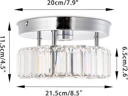 CLAIRDAI Flush Mount Ceiling Light Fixture LED Mini Chandeliers with Crystals Hallway Light Mini Modern Crystal Chandeliers Bedroom Chandelier for Bathroom Kitchen Office(Dimmable)
