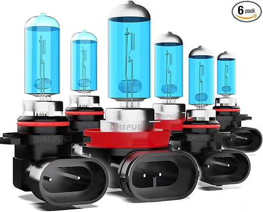 9005/HB3/H10 + H11 /H9/H8 + 9145/9140 Halogen Bulb Kit for Dodge RAM 1500/2500/3500 (2009-2018), Ultra Bright Halogen Replacement Headlight Bulbs and Fog Lights, Plug N Play,Pack of 6