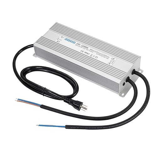 LED Driver 24V1200W Waterproof Power Supply AC90-132V to DC24V50A High Power Switching Power Supply IP67 Transformer Suitable for Indoor and Outdoor LED Lighting and Any 24V DC Equipment