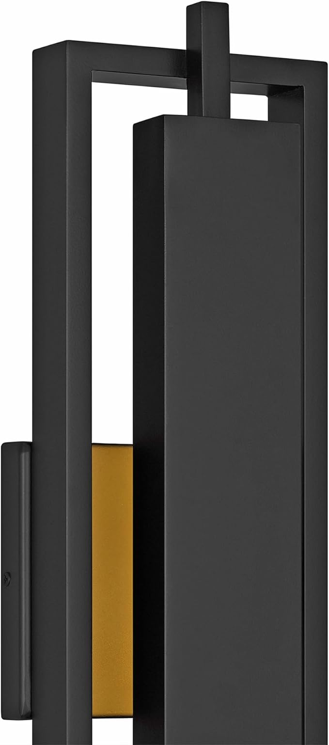 Quoizel Pointsett Outdoor Wall Lantern, 21 Inch Geometric Coastal Armour Matte Black Wall Sconce, Sleek Modern Light Fixture, Integrated LED, Outside Lights for Patio, Porch, Front Door or Garage
