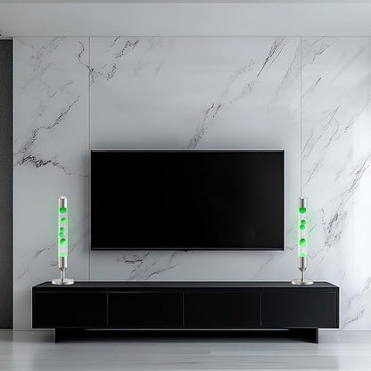 24.4-Inch Relaxing Liquid Motion Lamps,Magma Lamps, Home Decor Living Room Office Bedroom Lamp ((Green Wax White Water/Silver))