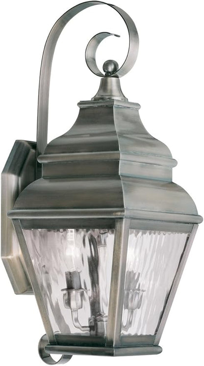 Livex Lighting 2602-29 Exeter 2-Light Outdoor Wall Lantern, Vintage Pewter