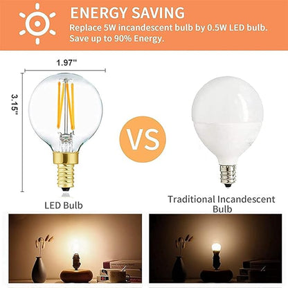 XININSUN Dimmable G16.5 Light Bulb,E12 40 Watt Candelabra Light Bulb,Soft White 3000K 400lm G50 4w Led Globe Bulbs Vintage LED Filament Edison Candle Bulb with Decorative,6Pack