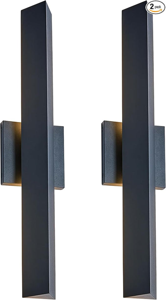 Modern Outdoor Porch Light Patio Lamp in 20W 3000K Integrated LED with Aluminum Triangle & Frosted Glass, IP65 Waterproof Wall Sconce,2 Pack(Textured Black),Can Installed in Any Direction.