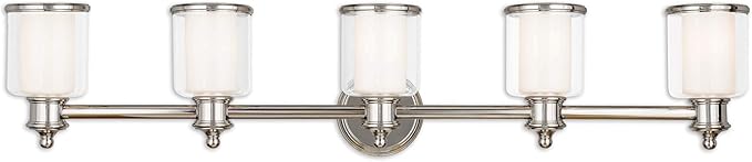Livex Lighting 40215-35 Transitional Five Light Bath Vanity from Middlebush Collection in Polished Nickel Finish