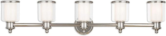Livex Lighting 40215-35 Transitional Five Light Bath Vanity from Middlebush Collection in Polished Nickel Finish