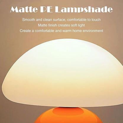 Cute Small Mushroom Lamp, PE Lampshade, Ceramic Spherical Base, Adjustable Light Color and Brightness, Safe USB Powered, Energy-Saving LED Mushroom Light for Bedroom Living Room (Cream)