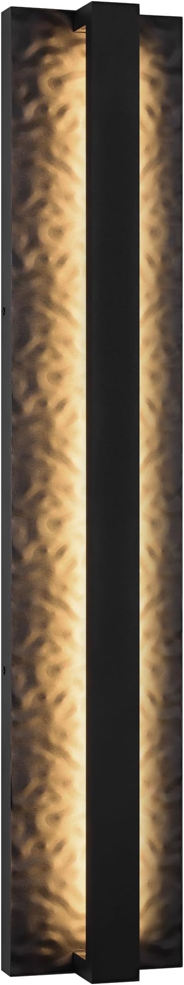 LamQee 23.6" Long Outdoor Modern LED Wall Light 3000K 1200LM, Hammered Wrought Iron and Aluminum, Linear Exterior Lighting Fixtures Wall Mount Waterproof Outside Sconce for House Porch Patio Garage