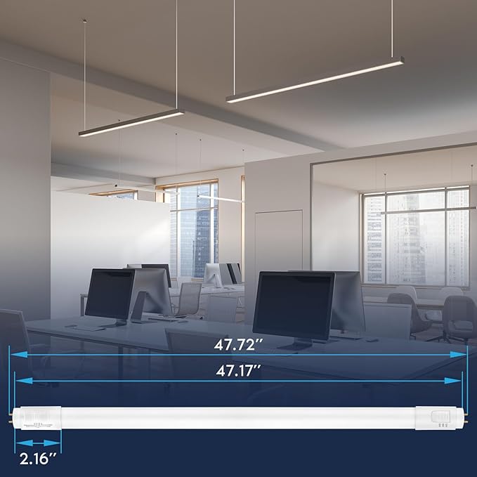 LUXRITE 4FT LED Tube Light, T8, 12W/15W/18W, 5CCT 3000K-6500K, 1620/1950/2250LM, 220°, Ballast Compatible or Bypass, Single/Double End, Fluorescent Replacement Damp Rated UL and DLC Listed (12 Pack)