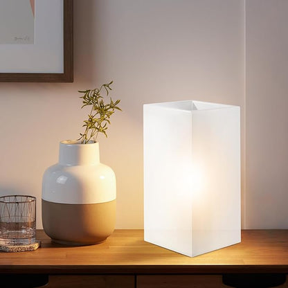 9 Inch Square Table Lamp with White Frosted Glass Shade Stylish Ball Light Lamp for Bedroom Living Room and Bookshelf Modern Design Perfect for Home Decor, Without Bulb