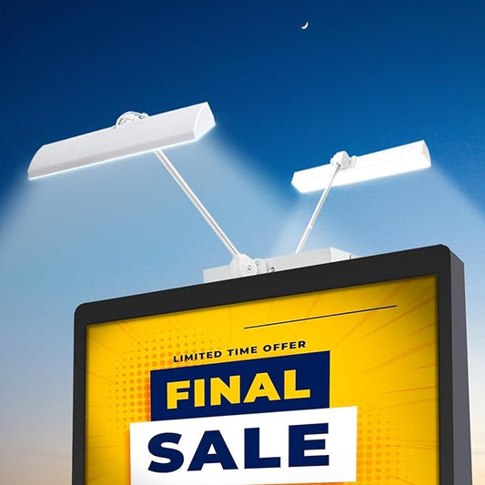 Outdoor Solar Sign Light, 420 LEDs, 5090 Lumens, 12000 mAh, IP65 Waterproof, Solar Powered Commercial Lights, For Real Estate Signs, Garden Walls, Large Store Sign Lighting