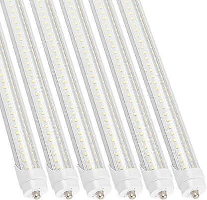 6 Pack 6FT T8 LED Tube Light Bulbs 40W 6000K Daylight with Dual-Row LED Single pin Fa8 Cap 6 Foot T10 T12 Fluorescent Lamp Replacement for Garage, Shop, Warehouse
