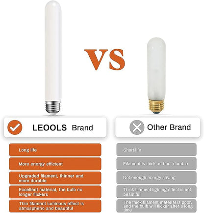 T10 LED Light Bulb 8.9inch E26 Base Matt Opal Porcelain Warm White 2700K Dimmable Edison 4W Led Tubular Bulb,400LM,40 Watt Equivalent,Outside Frosted Glass,for Cabinet Display Cabinet etc,4 Pack.