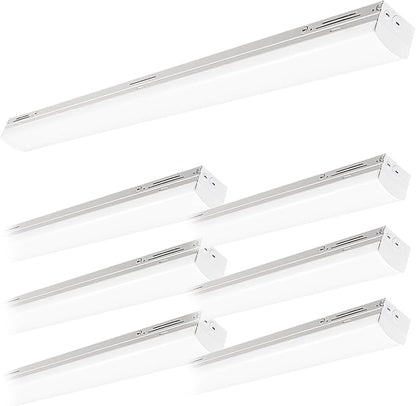 6 Packs 4FT LED Strip Light, 45W/38W/34W Selectable, 3500K/4000K/5000K CCT Tunable, 120–277V, 130 LM/W, 0–10V Dimmable, DLC 5.1S, UL Listed, Commercial Linear Fixture