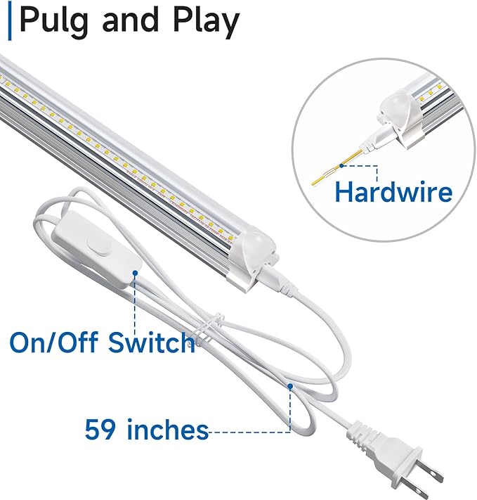 SHINESTAR Led Shop Lights, 40W 5000LM 5000K LED Shop Light Super Bright 75% Energy-Saving Linkable T8 Light Tube Integrated Fixture for Workshop Garage (4FT/40 Pack)