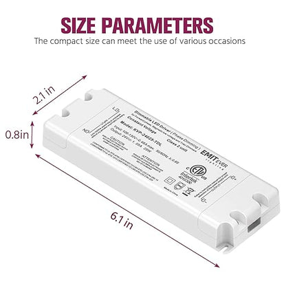 EMITEVER 25W Triac Dimmable Driver,Power Supply,AC 120V to DC 24V Transformer,Compatible with Lutron and Leviton Dimmers,for LED Lighting,Class 2,ETL Certified