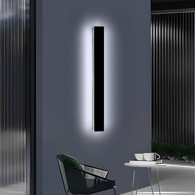47.2inch Long Outdoor Wall Light Fixture, Garage Modern Wall Sconces, 6000K Cold White, IP65 Waterproof, White Acrylic, 42W, Minimalist House Exterior Lighting for Patio, Porch, Garden, Fence
