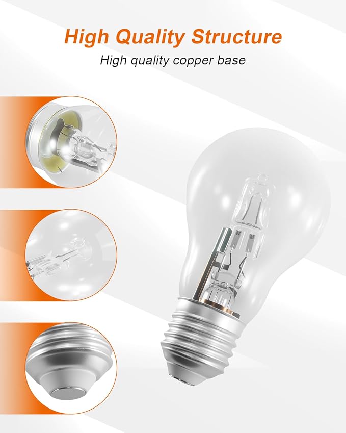 A55 E27 Halogen Bulb 10 Pack 220V 2700K 96 * 55mm 100W Clear Glass Lamps Fit for Use in Home or Shops and Offices