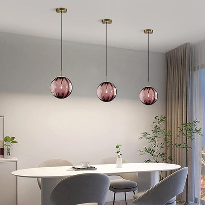 KCO Lighting Modern Globe Pendant Light Contemporary Small Gold Pendant Lighting Kitchen Island Lights Small Glass Hanging Lights (Burgundy-7.9”)