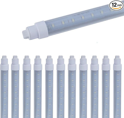 Midwestern 12 Pack T10 6FT 48W Led Tube Light Double Sided 360° Rotatable R17D Base Double Rows Led Ballast Bypass 6 Foot Advertisement Sign Lighting 6000k Cool White Striped Cover 100-277V