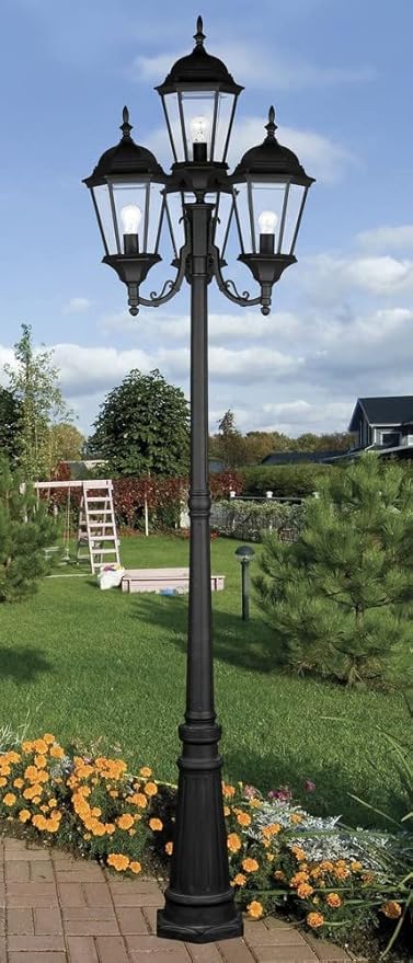 Livex Lighting 7557-04 Outdoor Post with Clear Beveled Glass Shades, Black
