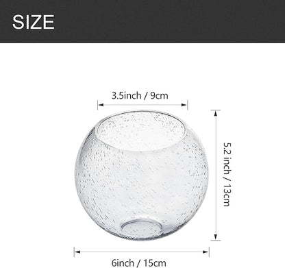 3 Pack Fixture Replacement Globe Shade, 6 Inch Diameter, E26 Base 1-5/8 Inch Fitter, Glass Globe Lampshade Cover for Pendant Wall Sconce Chandelier Vanity Light (3 Pack 6 Inch Clear Seeded Glass)