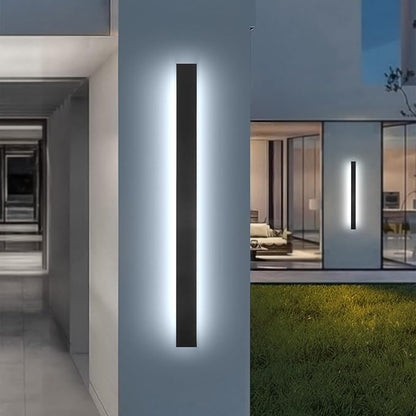 Outdoor Wall Lights Exterior,2pack 31.5inch Black Outdoor Light Fixtures Wall Mount,Waterproof Modern Porch Lights Wall Sconce,Dimmable Long LED Linear Outside Lighting for Garage