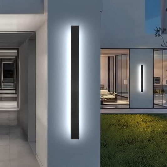 Outdoor Wall Lights Exterior,2pack 31.5inch Black Outdoor Light Fixtures Wall Mount,Waterproof Modern Porch Lights Wall Sconce,Dimmable Long LED Linear Outside Lighting for Garage