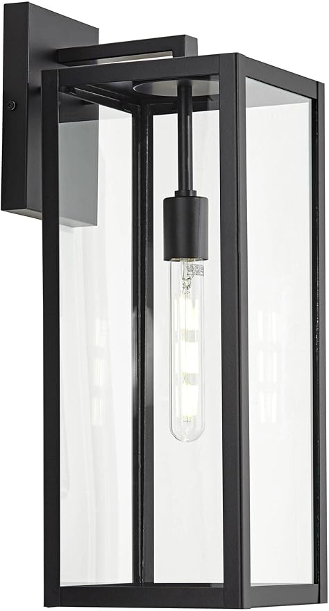 John Timberland Titan Modern Industrial Outdoor Wall Light Fixture Mystic Black Metal 20" Clear Glass Damp Rated for Exterior House Porch Patio Outside Deck Garage Yard Front Door Garden Home