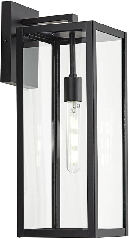 John Timberland Titan Modern Industrial Outdoor Wall Light Fixture Mystic Black Metal 20" Clear Glass Damp Rated for Exterior House Porch Patio Outside Deck Garage Yard Front Door Garden Home