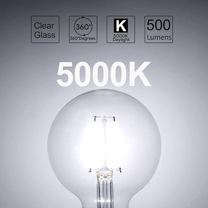 ENERGETIC SMARTER LIGHTING Dimmable LED Edison Light Bulb, G25 (G80) Globe Bulb, 60W Equivalent, 5000K Daylight, Christmas Light, E26 Standard Base, ETL Listed, 10-Pack