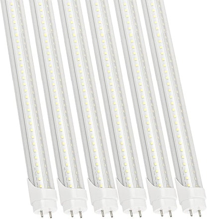 6 Pack 6FT T8 LED Tube Light Bulb 40W 6000K Daylight G13 Bi-Pin Cap with Bright Dual-Row LEDs, T8 T10 T12 Fluorescent Light Bulbs Replacement 6 Foot Shop Lights