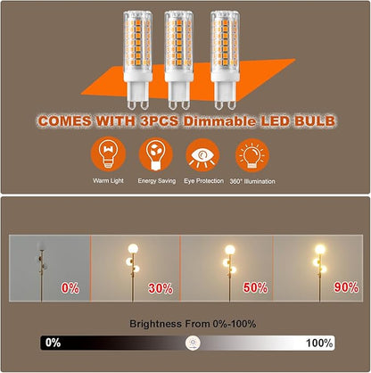 Fiqevs Upgrade Dimmable Floor Lamp, 3 Globe Mid Century Floor Lamps for Living Room with Frosted Glass Shade and 3 LED Bulbs, Vintage Modern Gold Standing Lamp for Bedrooms, Office - Antique Brass