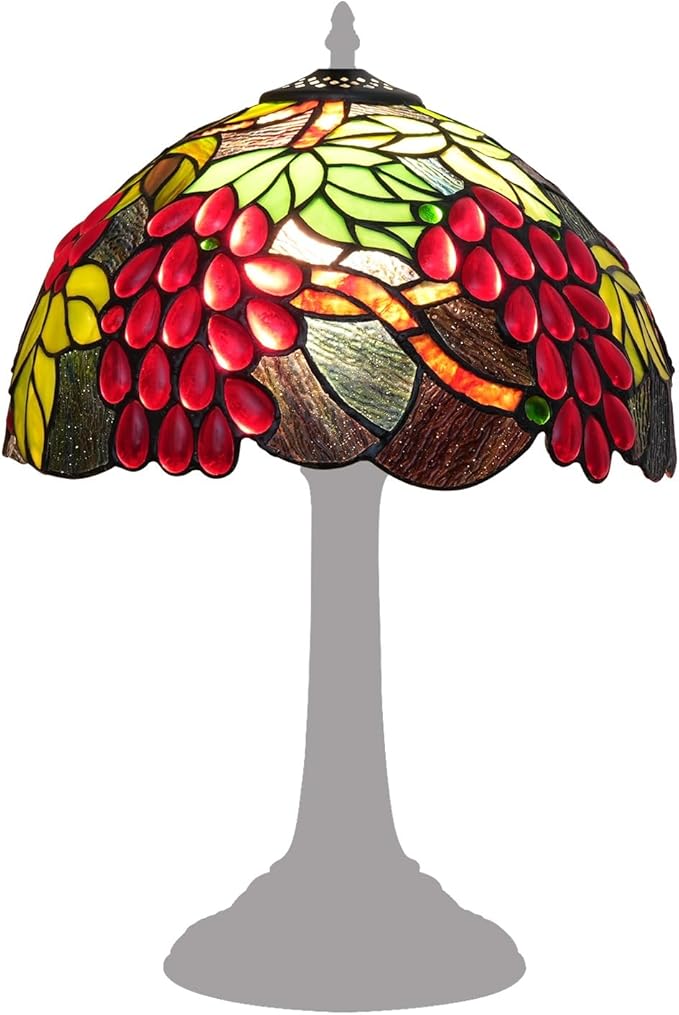 Tiffany Style Lamp Shade, 12 Inch Harvest Grapes Stained Glass Lamp Shade Replacement Vintage Lamp Cover Accessories Fit for Table Lamp Pendant Light Ceiling Light